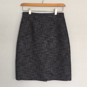 ELIE TAHARI Navy Tweed Lined Pencil Skirt